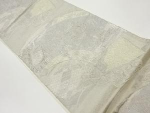 光悦錦プラチナ箔地紙に御所車・花々模様織出し袋帯